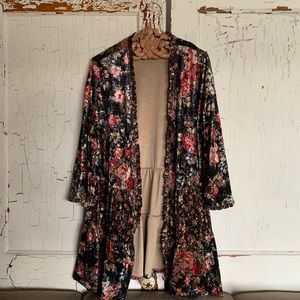 Dramatic Velvet Floral Duster Kimono